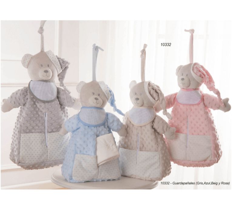 GOTEXTIL | GUARDA PAÑALES CON BABERO DE PANAMÁ PARA BORDAR PUNTO DE CRUZ OSITO TOPITOS 10332 GAMBERRITOS