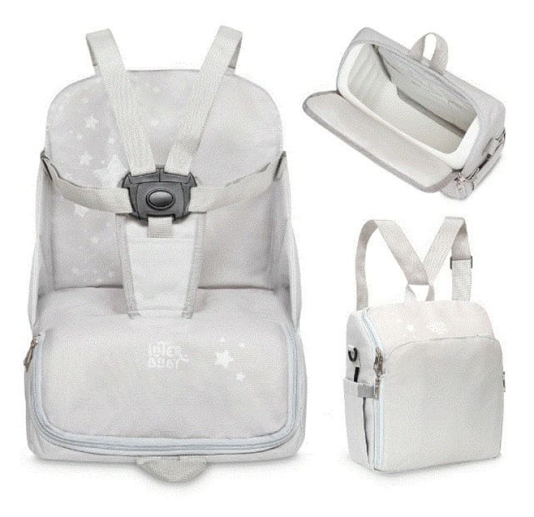 GOTEXTIL | TRONA ELEVADOR PORTATIL BEBE ESTRELLAS GRIS INTERBABY