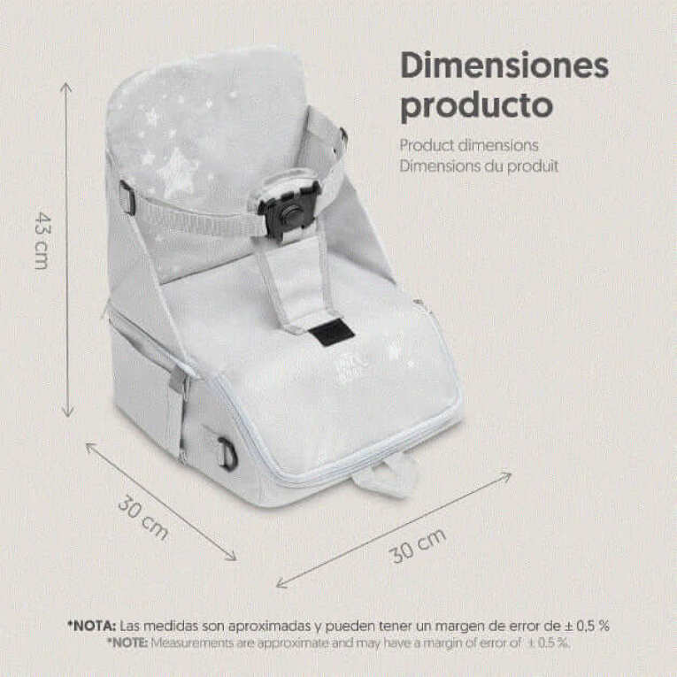 GOTEXTIL | TRONA ELEVADOR PORTATIL BEBE ESTRELLAS GRIS INTERBABY