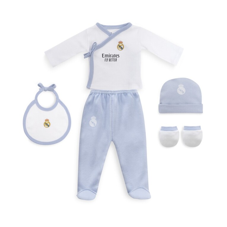 GOTEXTIL | SET REGALO 5 PIEZAS AZUL 100% ALGODÓN 0-6 MESES REAL MADRID INTERBABY