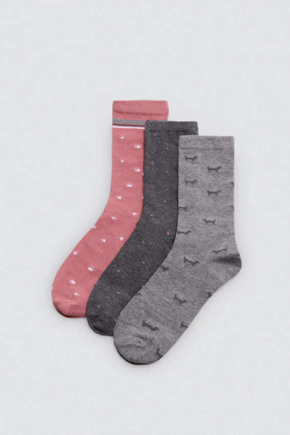 GOTEXTIL | Pack 3 calcetines mujer estampados mascotas Ysabel Mora 12935 - Comodidad y estilo diario