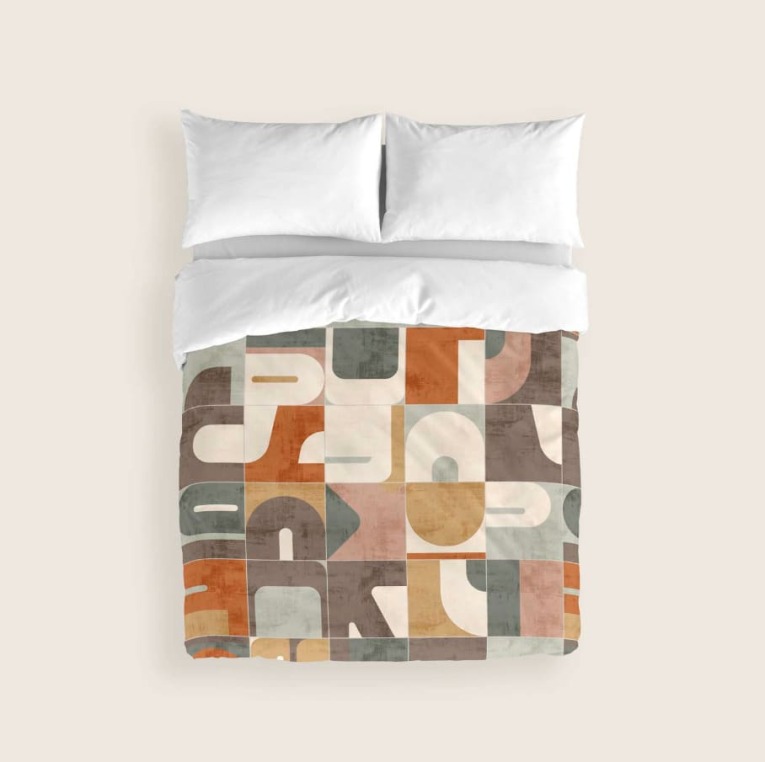 GOTEXTIL | Funda Nórdica Algodón Estampada PUZZLE Naturals - Diseño Geométrico y Confort Premium