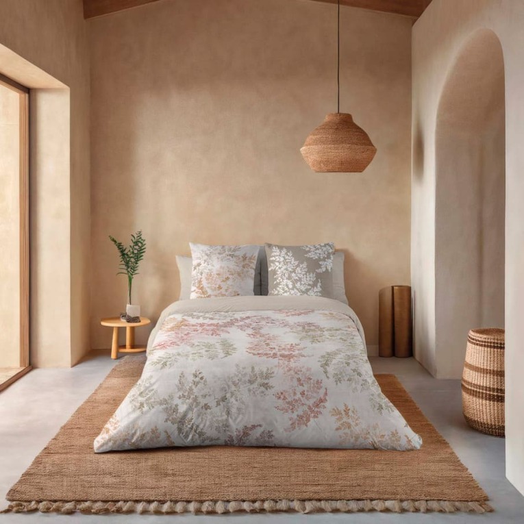 GOTEXTIL | Funda Nórdica Estampada HIGHLANDS Naturals Cama 150 – Algodón 100% con Diseño Floral Elegante