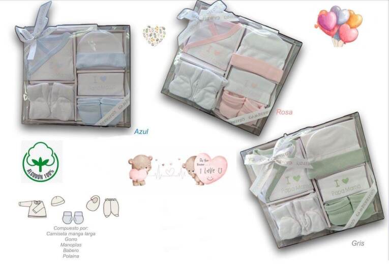 GOTEXTIL | Conjunto Primeras Puestas Bebé 5 Piezas Algodón Gamberritos 11038