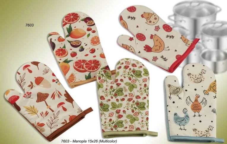GOTEXTIL | Pack 5 Manoplas de Cocina Poliéster Ideal Textil 7603 – Protección Térmica y Estilo