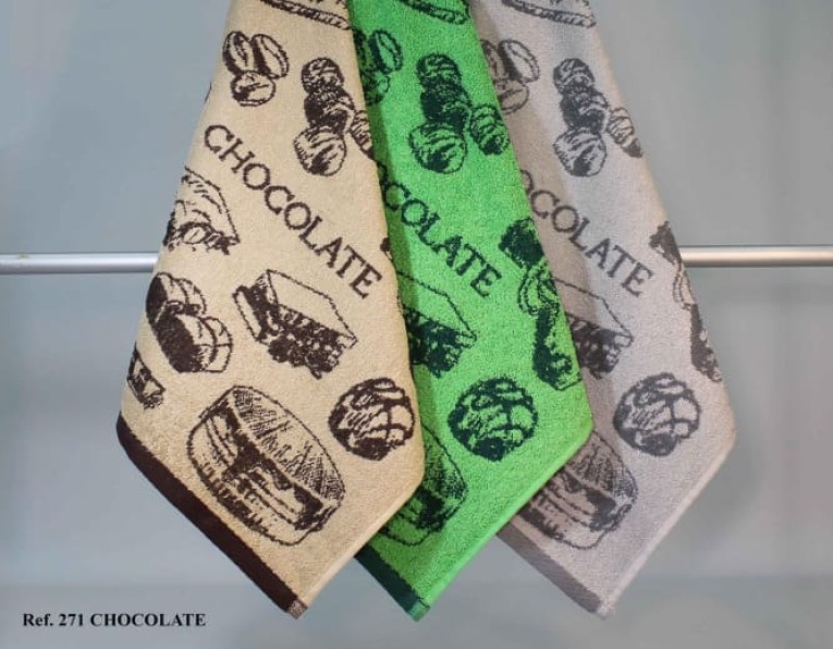 GOTEXTIL | Paños de cocina Trovador Chocolate 271 pack 3 - Algodón rizo 480 g/m²