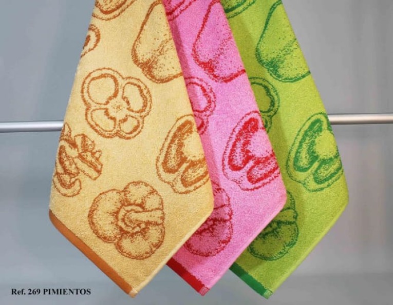 GOTEXTIL | Pack 3 paños de cocina Trovador Pimientos 269 - Algodón 480 g/m²