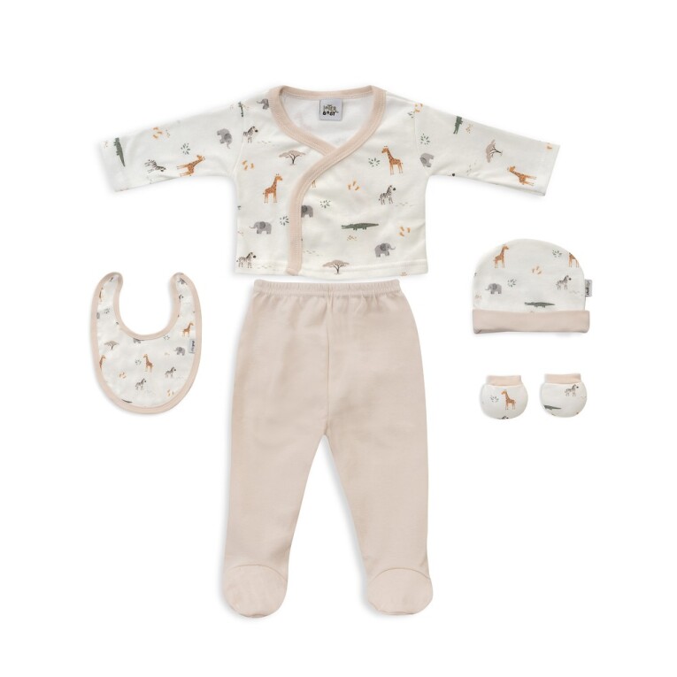 GOTEXTIL | Set de Regalo 5 Piezas Savanna SET73 Beige 100% Algodón Bebé