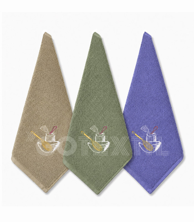 GOTEXTIL | Paños de cocina bordados Trovador 275 CACHARROS Pack 3 unidades 100% algodón