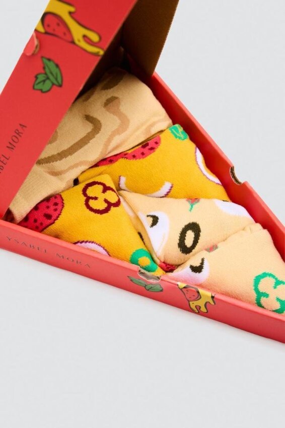 GOTEXTIL | Pack 3 Calcetines Pizza Ysabel Mora 17502 Hot & Cheesy Socks