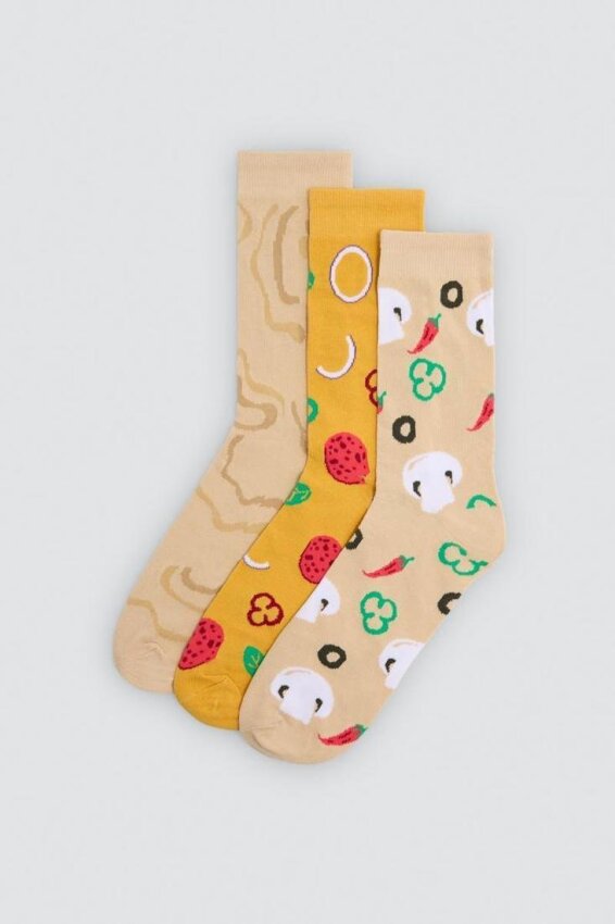 GOTEXTIL | Pack 3 Calcetines Pizza Ysabel Mora 17502 Hot & Cheesy Socks