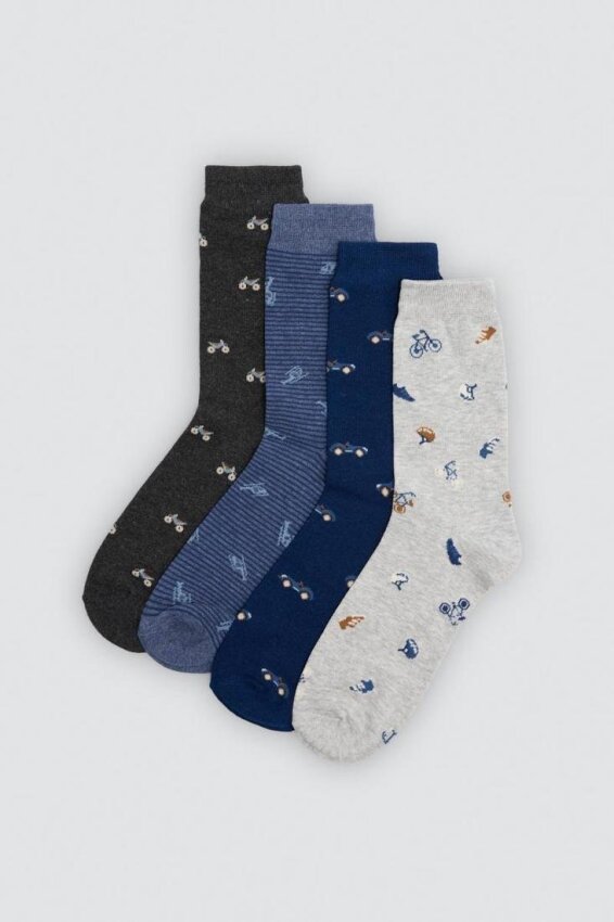 GOTEXTIL | Pack 4 Calcetines Vehículos Hombre Ysabel Mora 22106