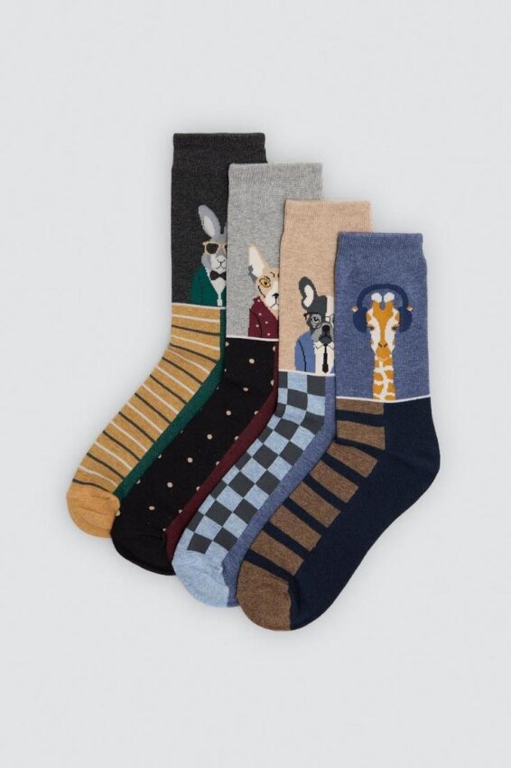 GOTEXTIL | Pack 4 Calcetines Hombre Sockarrats Animales Ysabel Mora 22132
