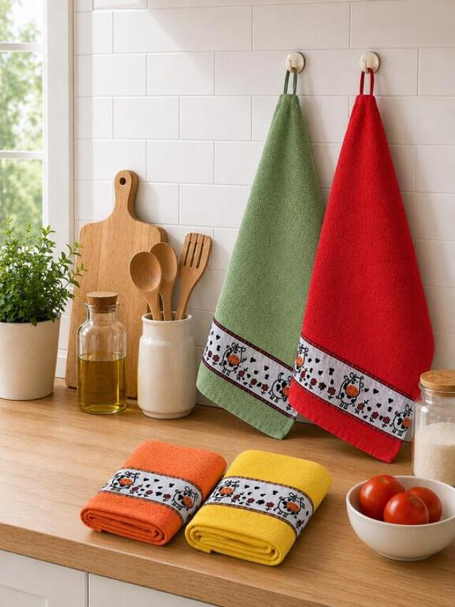 GOTEXTIL | Pack 4 Paños de Cocina Vacas Atenas Modelo 68 100% Algodón