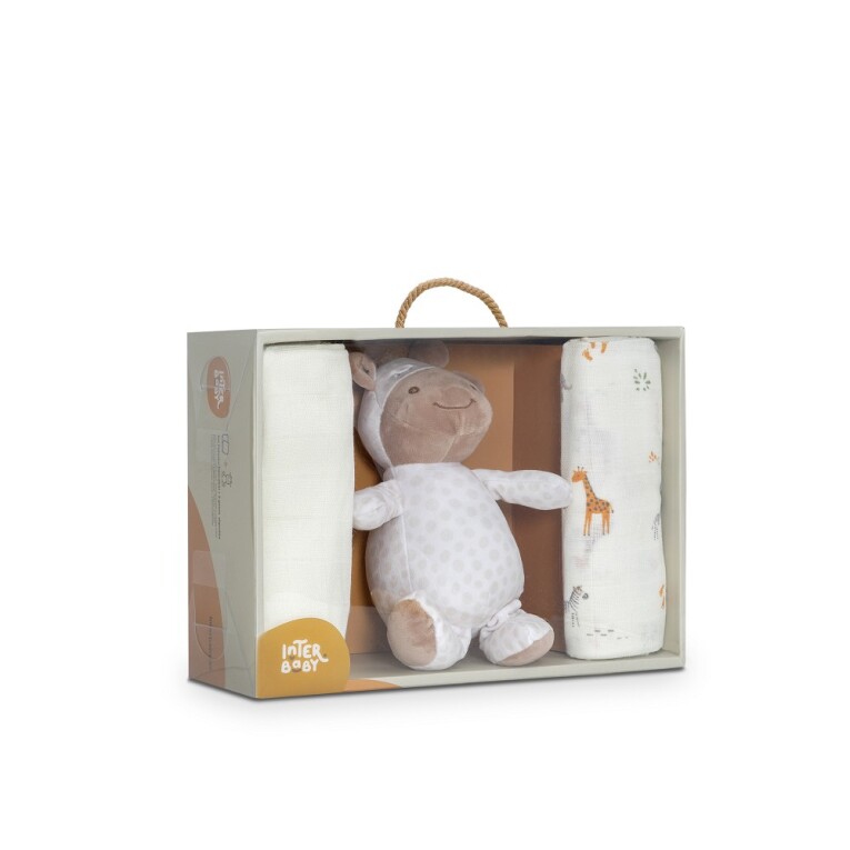 GOTEXTIL | Set Regalo Bebé Jirafa Savanna + 2 Gasas Interbaby JIRAFA009