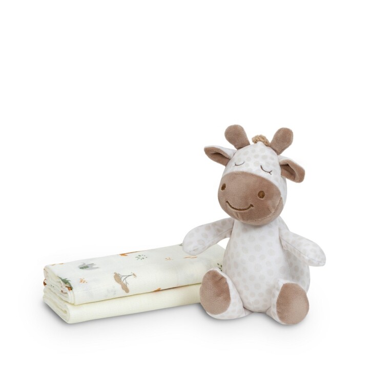 GOTEXTIL | Set Regalo Bebé Jirafa Savanna + 2 Gasas Interbaby JIRAFA009
