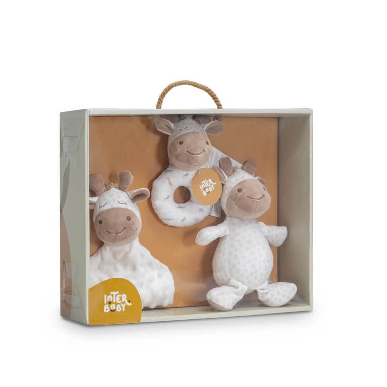 GOTEXTIL | Set Regalo Bebé 3 Piezas Jirafa Savanna Interbaby Beige