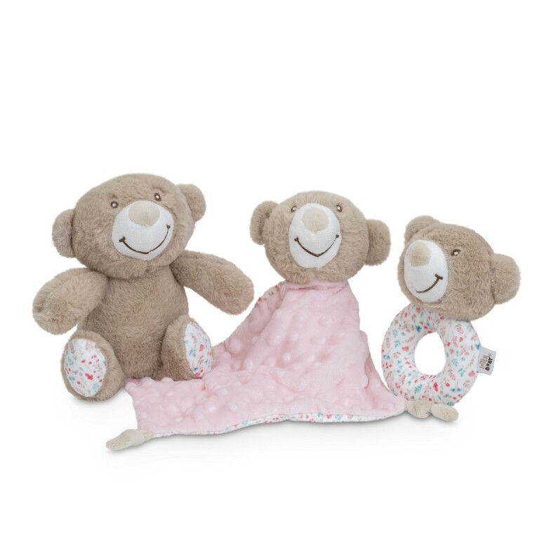 GOTEXTIL | Set Regalo Bebé 3 Piezas Oso BEAR008 Rosa Interbaby