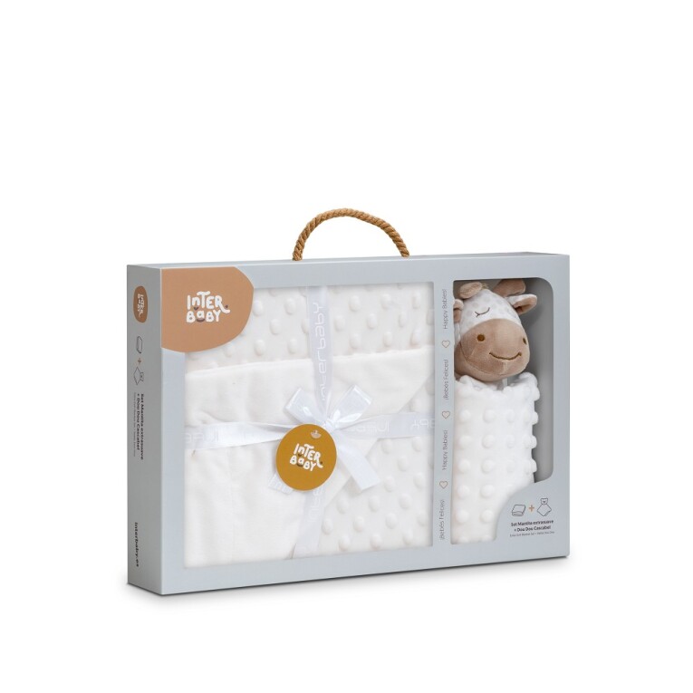 GOTEXTIL | Manta Burbuja + Doudou Jirafa Savanna Beige Interbaby