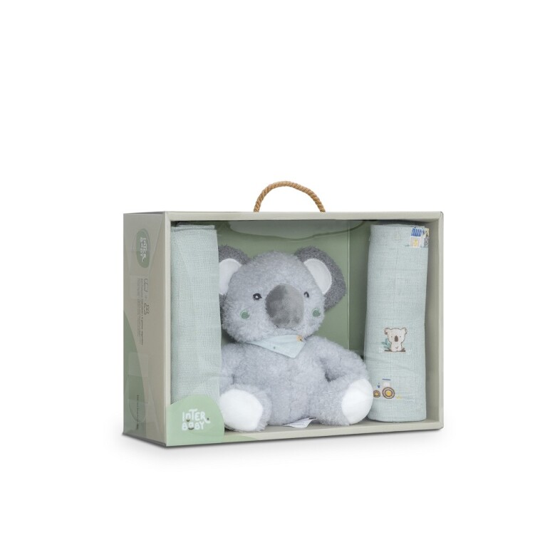 GOTEXTIL | Set Peluche Koala + 2 Gasas Algodón KOALA009 Interbaby
