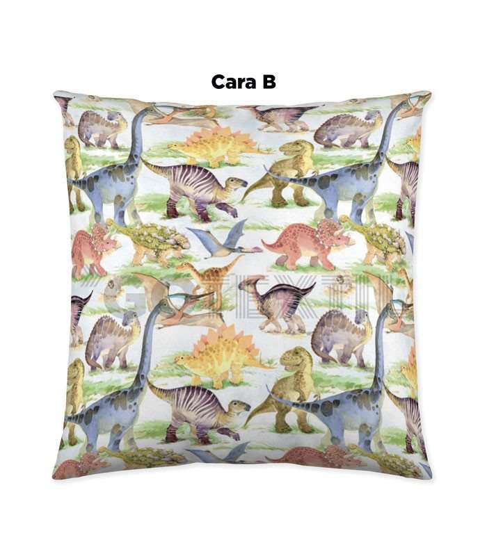 GOTEXTIL | Funda de Cojín Reversible DINOSAURE 50x50cm Naturals.