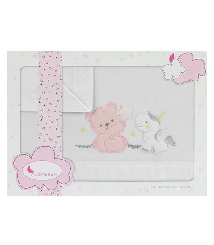 GOTEXTIL | Sabanas cuna 100% Algodón OSO UNICORNIO. Interbaby