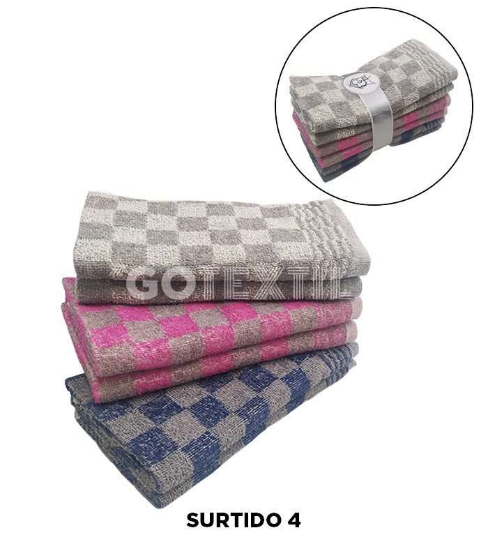 GOTEXTIL | PACK 6 PAÑOS COCINA XADREZ RIZO 100% ALGODÓN