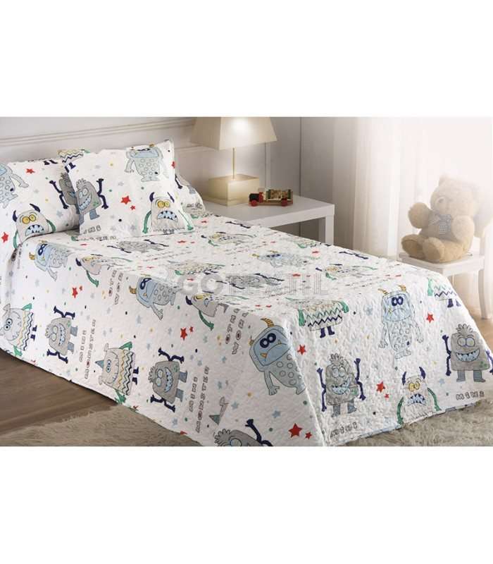 GOTEXTIL | Colcha Bouti Infantil MONSTRUOS Reversible 7359 Casa Dorada