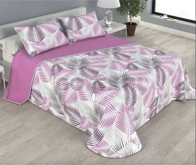 GOTEXTIL |  Colcha bouti estampada PALMERAS Rosa Home Secret Cama 105 cm