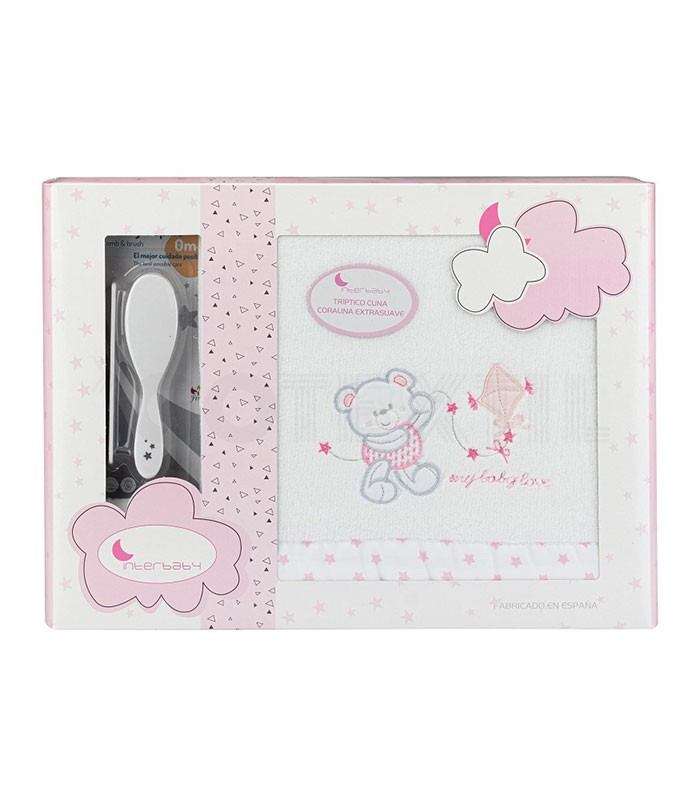 GOTEXTIL | Juego de cuna Coralina BABY LOVE + peine y cepillo Interbaby