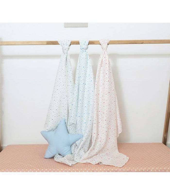 GOTEXTIL | Gasa Muselina bebé 21389 ESTRELLAS 135x135cm BABY HAPPY