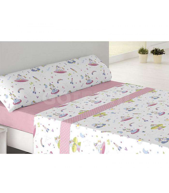 GOTEXTIL | Juego Sábana Coralina UNICORNI0 7409 GAMBERRITOS