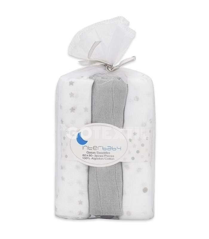 GOTEXTIL | Gasas bebé algodón estampadas 3 piezas 99980 INTERBABY