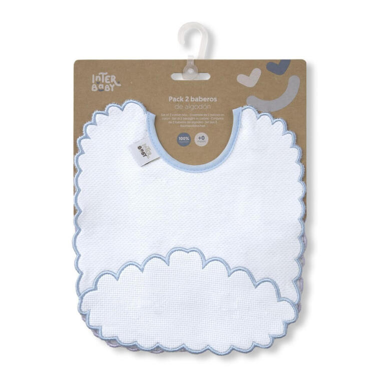 GOTEXTIL | Pack 2 Baberos Punto de Cruz Interbaby R3 Rectangulares – Suavidad y Protección Personalizable