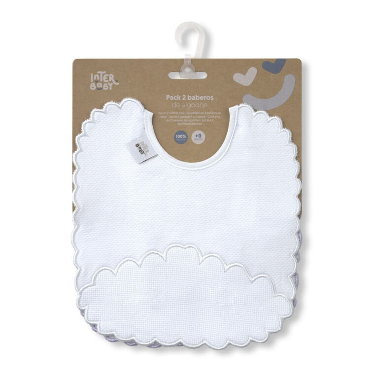GOTEXTIL | Pack 2 Baberos Punto de Cruz Interbaby R3 Rectangulares – Suavidad y Protección Personalizable