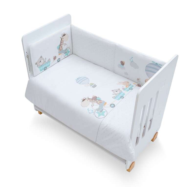 GOTEXTIL | Funda Nórdica Cuna + Protector Chichonera JIRAFA BICICLETA Interbaby