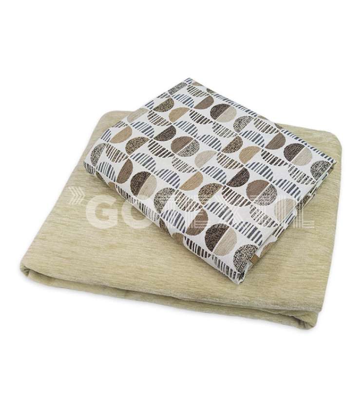 GOTEXTIL | Falda Mesa Camilla Rectangular Chenilla CORDOBA Beige + Tapete ACARI. MARCAVI