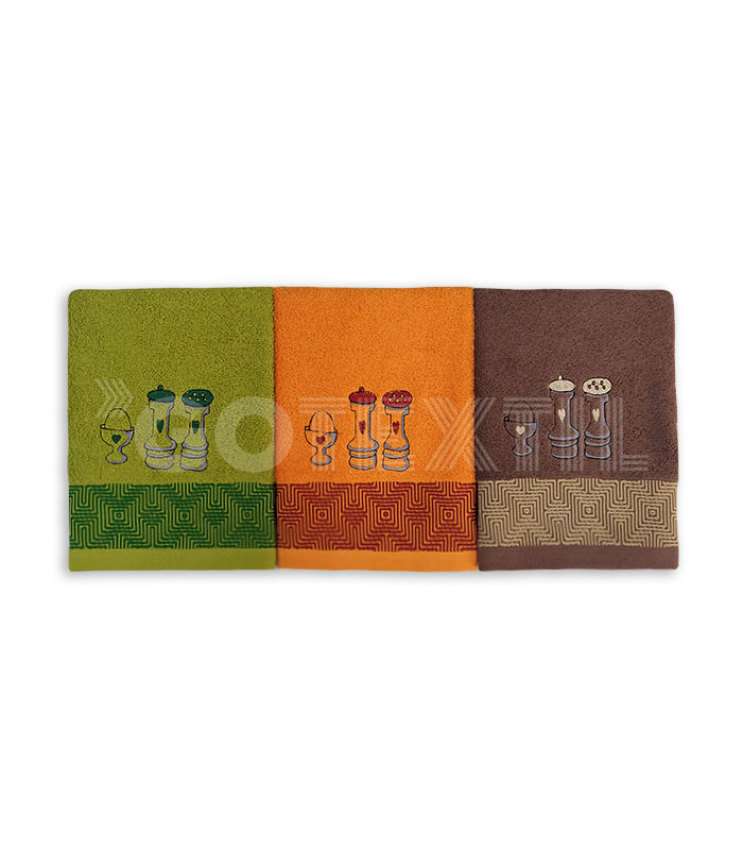 GOTEXTIL | PACK 3 PAÑOS COCINA BORDADOS 10197 VIDAL HOME