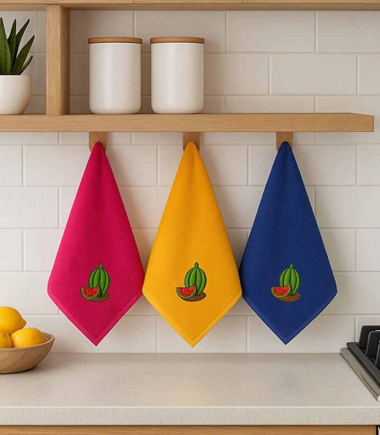 GOTEXTIL | TROVADOR | Paños Cocina Bordados SANDÍA 255 Pack 3 Unidades