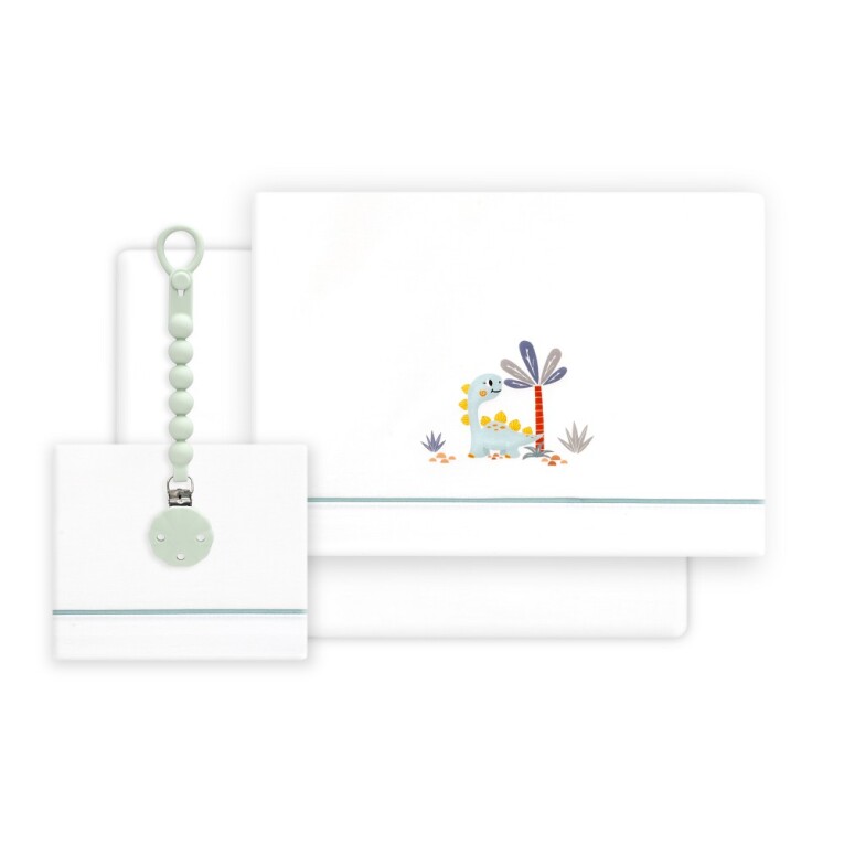 GOTEXTIL | TRÍPTICO CUNA ESTAMPADO DINOSAURIO PALMERA + CHUPETERO 03332 INTERBABY