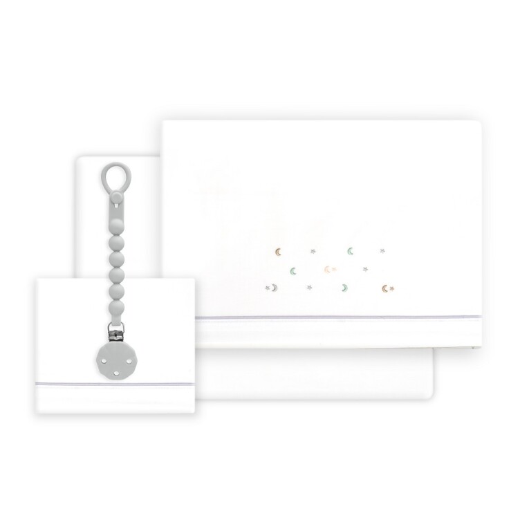 GOTEXTIL | TRÍPTICO CUNA BORDADO ESTRELLA LUNA + CHUPETERO 03335 INTERBABY