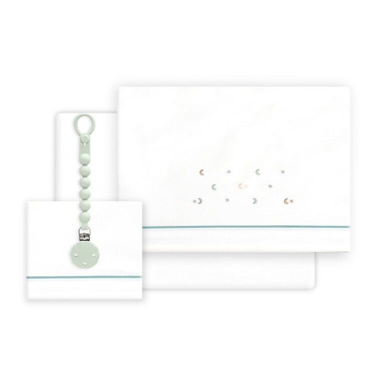 GOTEXTIL | TRÍPTICO CUNA BORDADO ESTRELLA LUNA + CHUPETERO 03335 INTERBABY