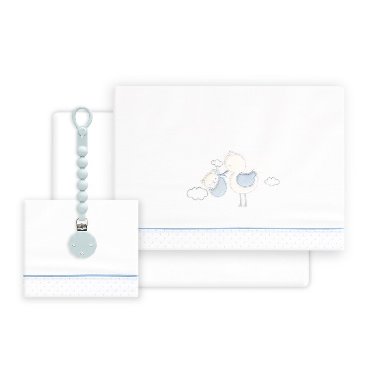 GOTEXTIL | TRÍPTICO CUNA BORDADO CIGUEÑA OSO + CHUPETERO 03338 INTERBABY