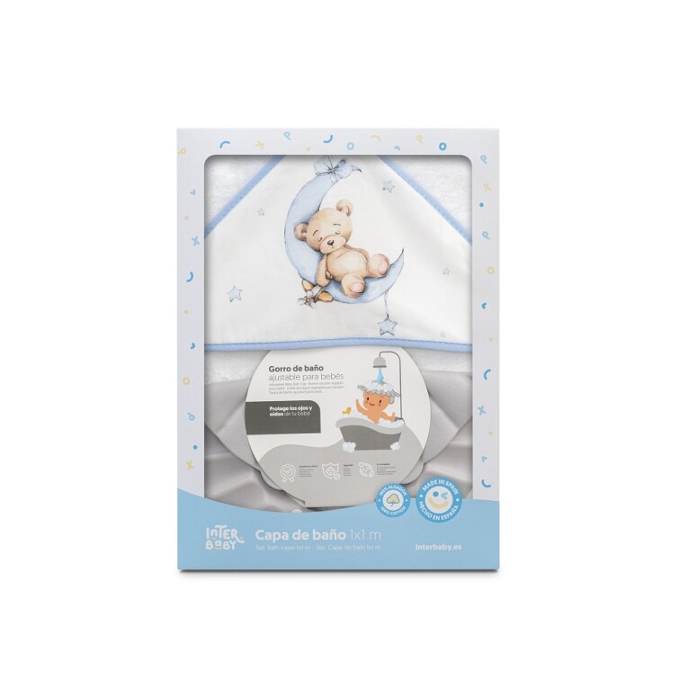 GOTEXTIL | CAPA BAÑO OSO LUNA ESTRELLAS + GORRO 01260 INTERBABY