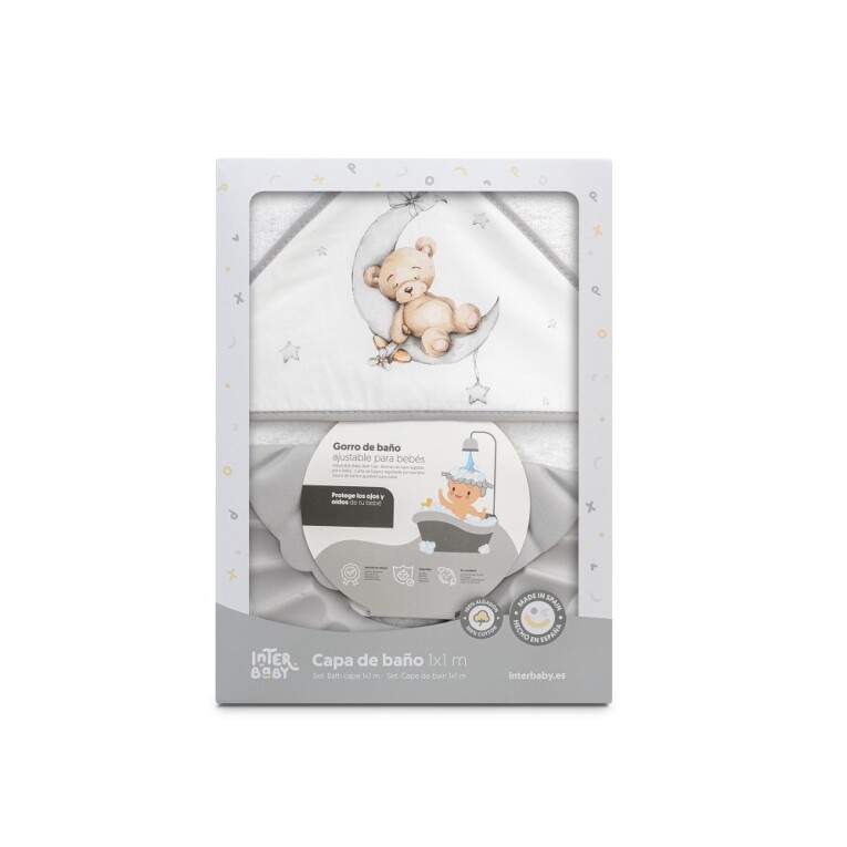 GOTEXTIL | CAPA BAÑO OSO LUNA ESTRELLAS + GORRO 01260 INTERBABY