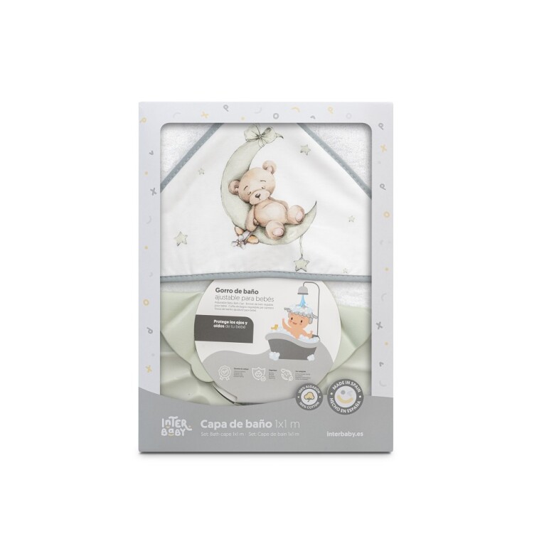 GOTEXTIL | CAPA BAÑO OSO LUNA ESTRELLAS + GORRO 01260 INTERBABY