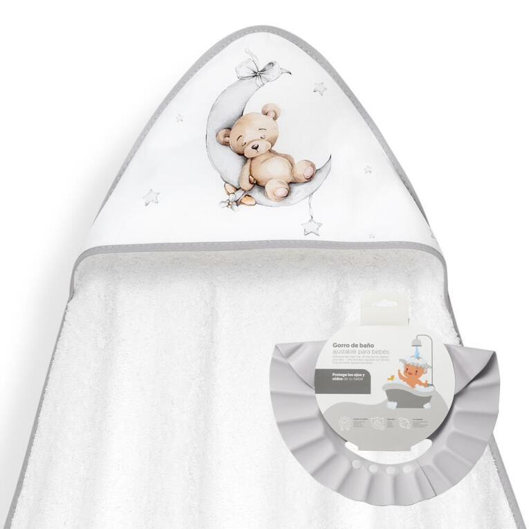 GOTEXTIL | CAPA BAÑO OSO LUNA ESTRELLAS + GORRO 01260 INTERBABY