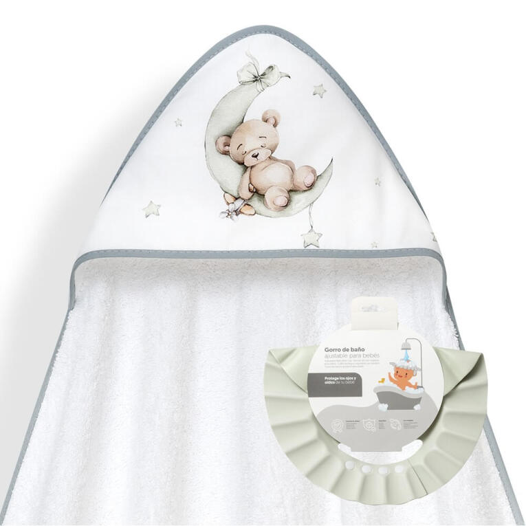 GOTEXTIL | CAPA BAÑO OSO LUNA ESTRELLAS + GORRO 01260 INTERBABY