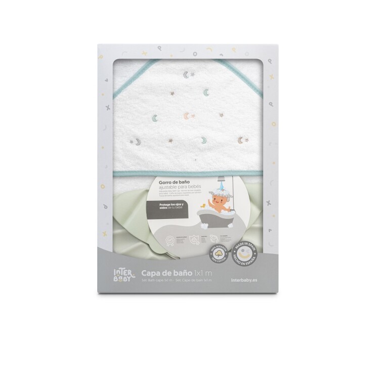 GOTEXTIL | CAPA BAÑO ESTRELLA LUNA MULTICOLOR + GORRO 01264 INTERBABY