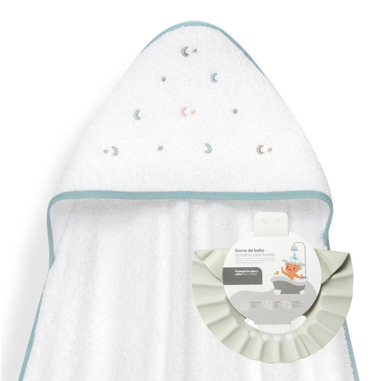 GOTEXTIL | CAPA BAÑO ESTRELLA LUNA MULTICOLOR + GORRO 01264 INTERBABY